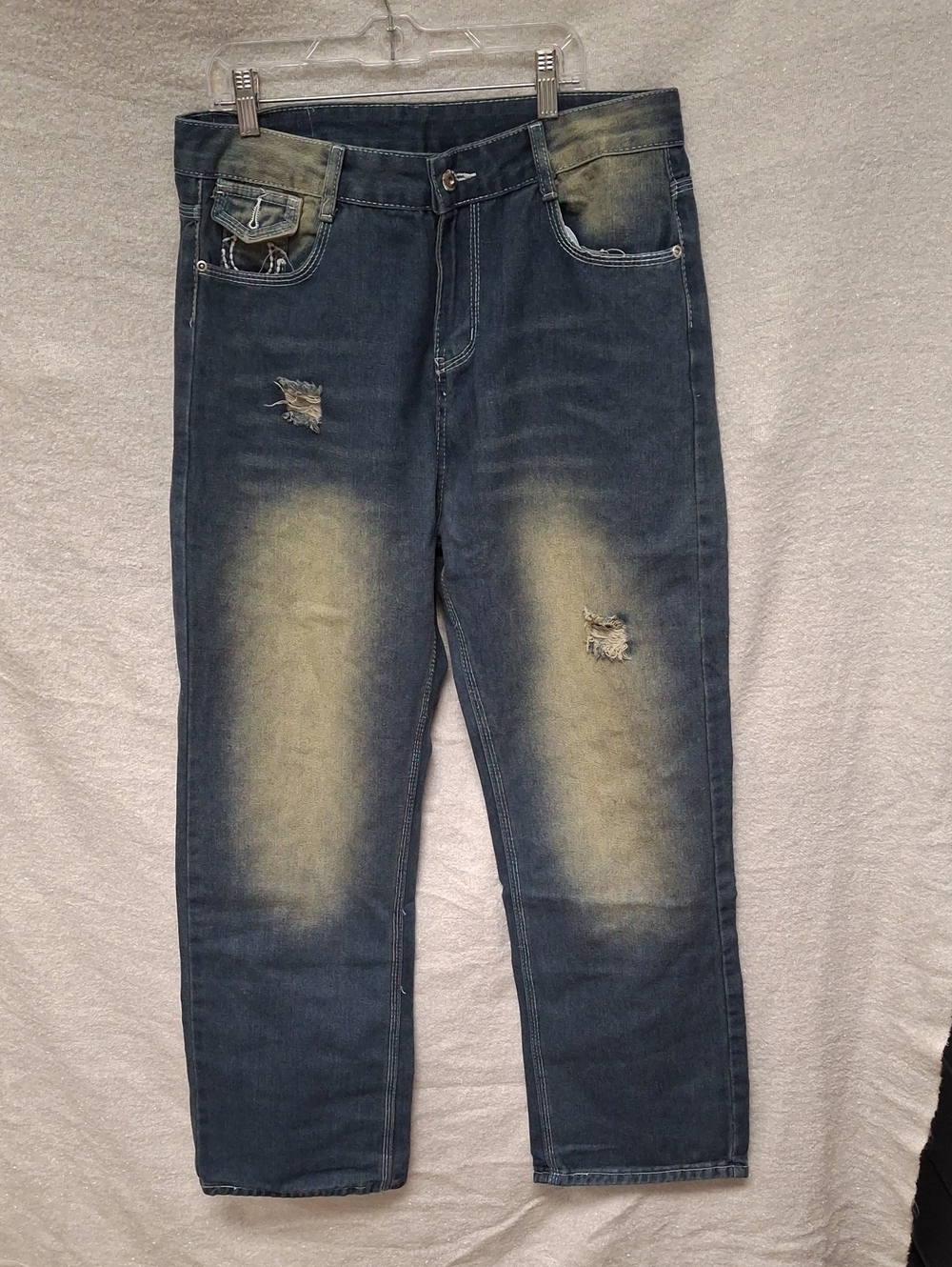 True Religion Y2K Unisex Distressed Blue Washed Jeans - Size L